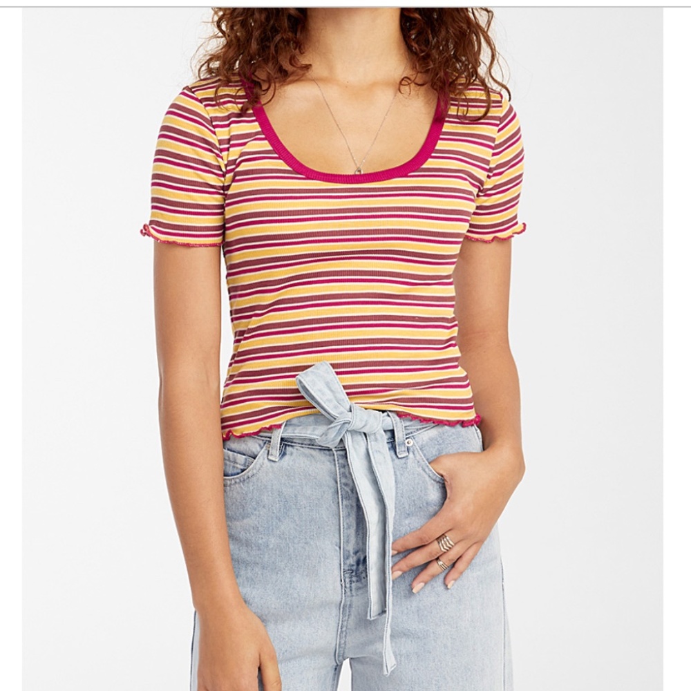 Razzle Dazzle boho stripes cropped baby tee NWT